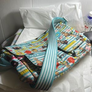 HARAJUKU LOVERS Graphic Adjustable Crossbody Messenger Blue Multi Color Bag.